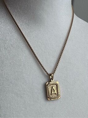 Gold Letter A Rectangular Pendant Necklace - Women Jewelry